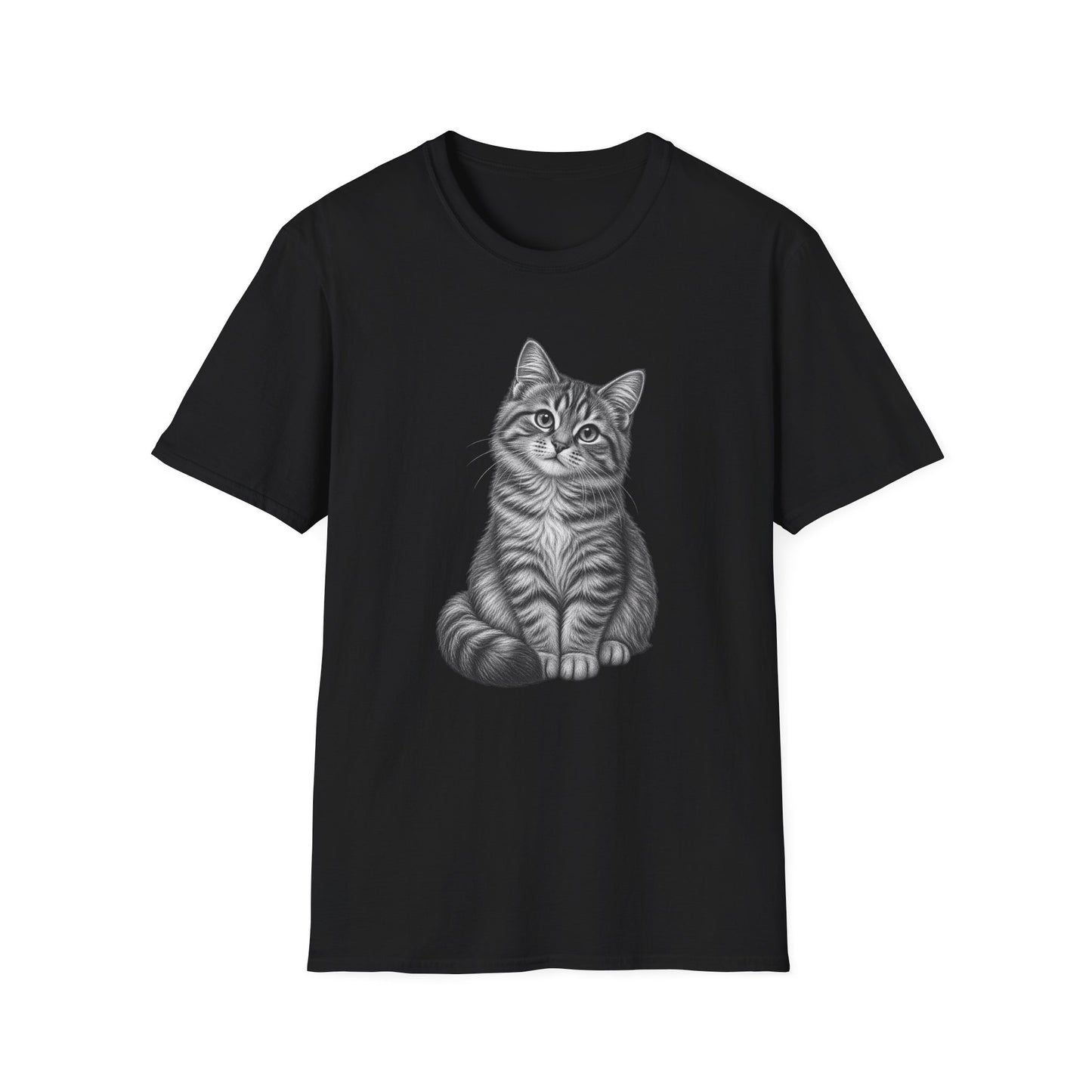 Cat Portrait T-Shirt — Realistic Gray Tabby Kitten Tee