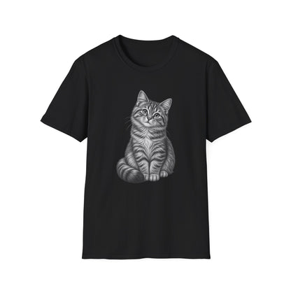 Cat Portrait T-Shirt — Realistic Gray Tabby Kitten Tee