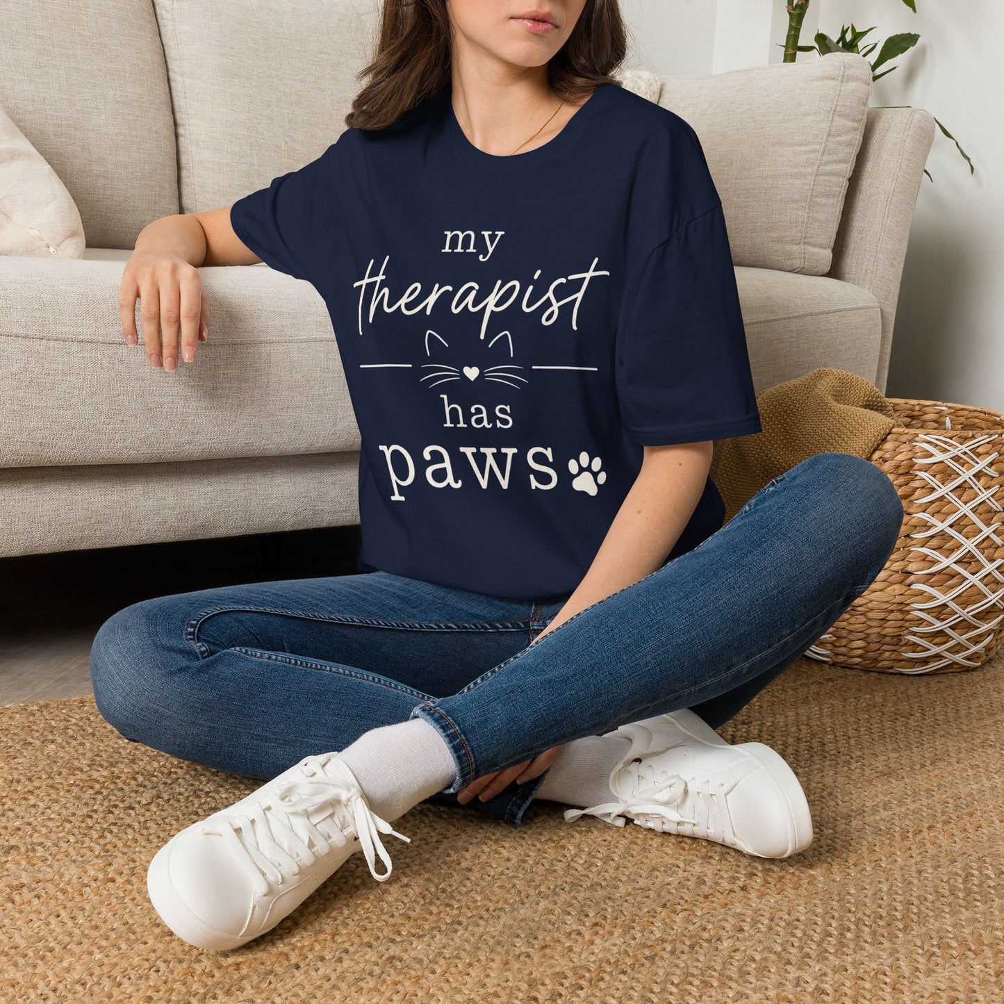 My Therapist Has Paws T-Shirt — Cute Cat Lover Tee
