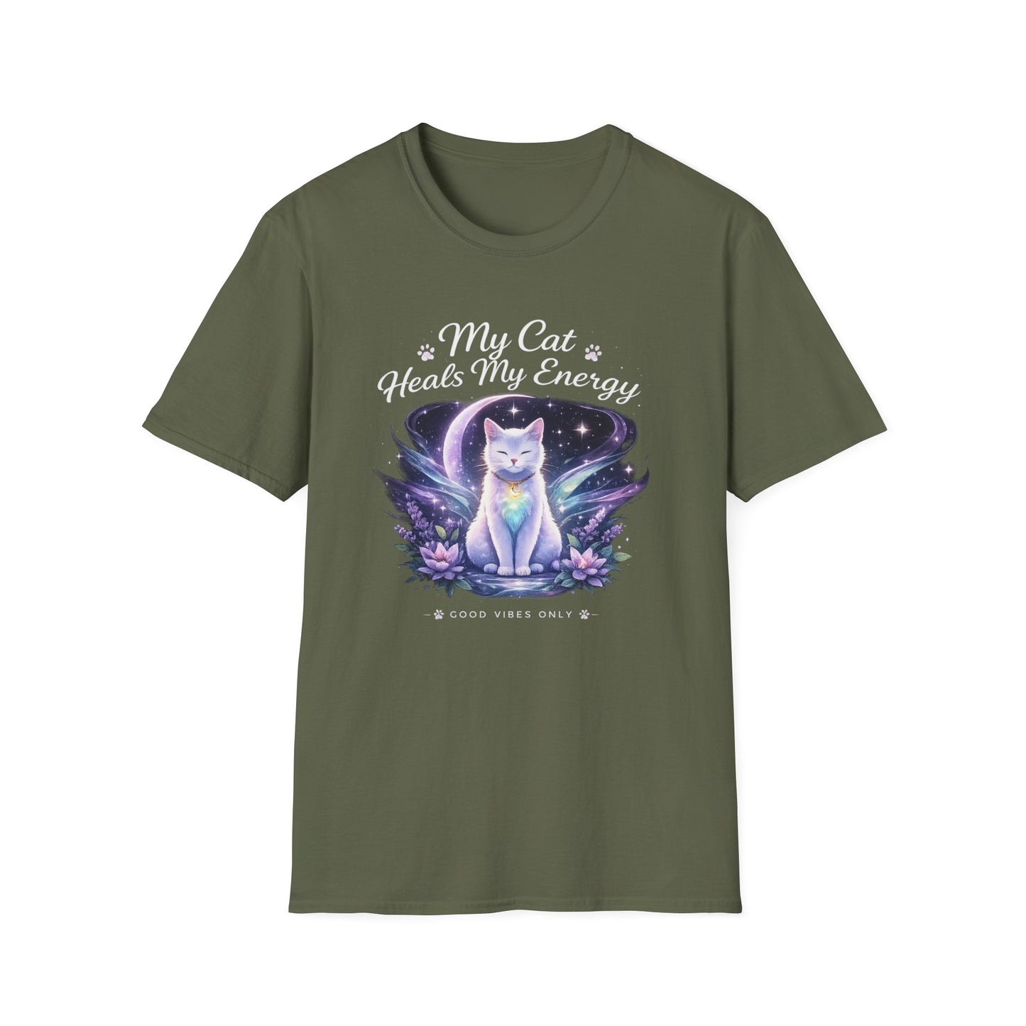 My Cat Heals My Energy T-Shirt — Spiritual Cat Lover Tee