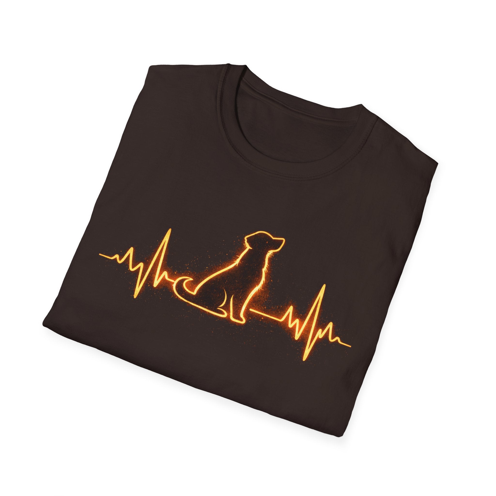 Dog Heartbeat T-Shirt — Neon Dog ECG Graphic Tee
