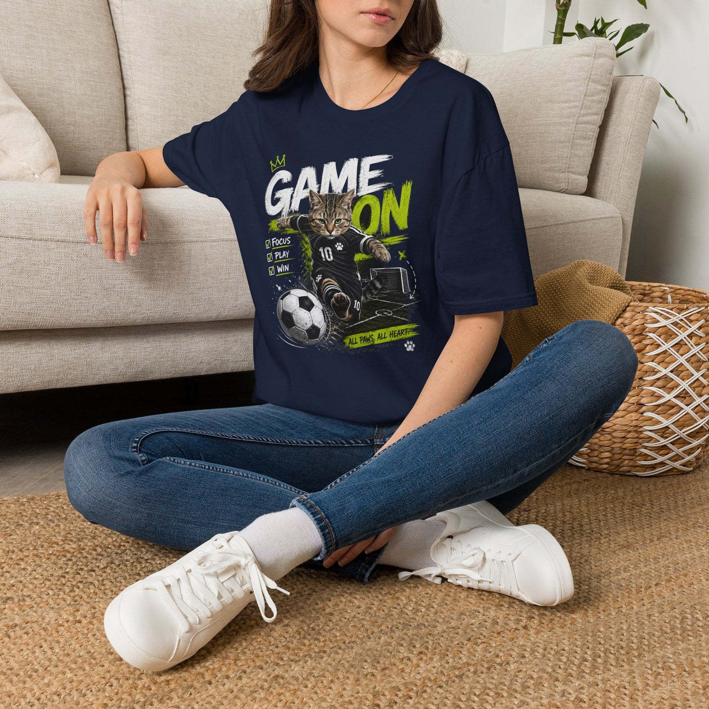 Game On Soccer T‑Shirt — Cat Player Design (Focus • Play • Win)