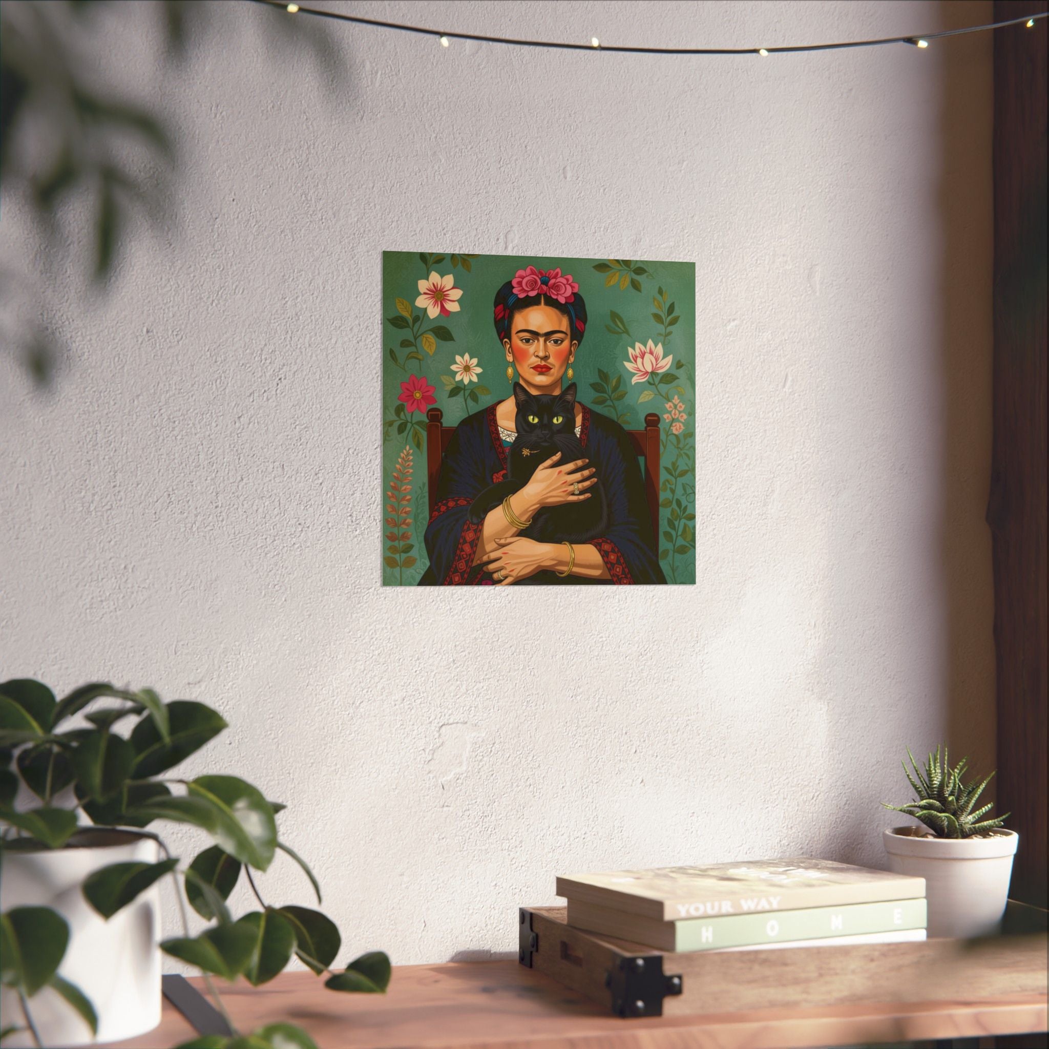 Frida Cat Portrait Poster — Matte Vertical Art Print