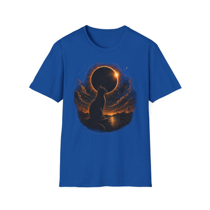 Eclipse Cat T-Shirt — Cosmic Solar Eclipse Cat Silhouette Tee
