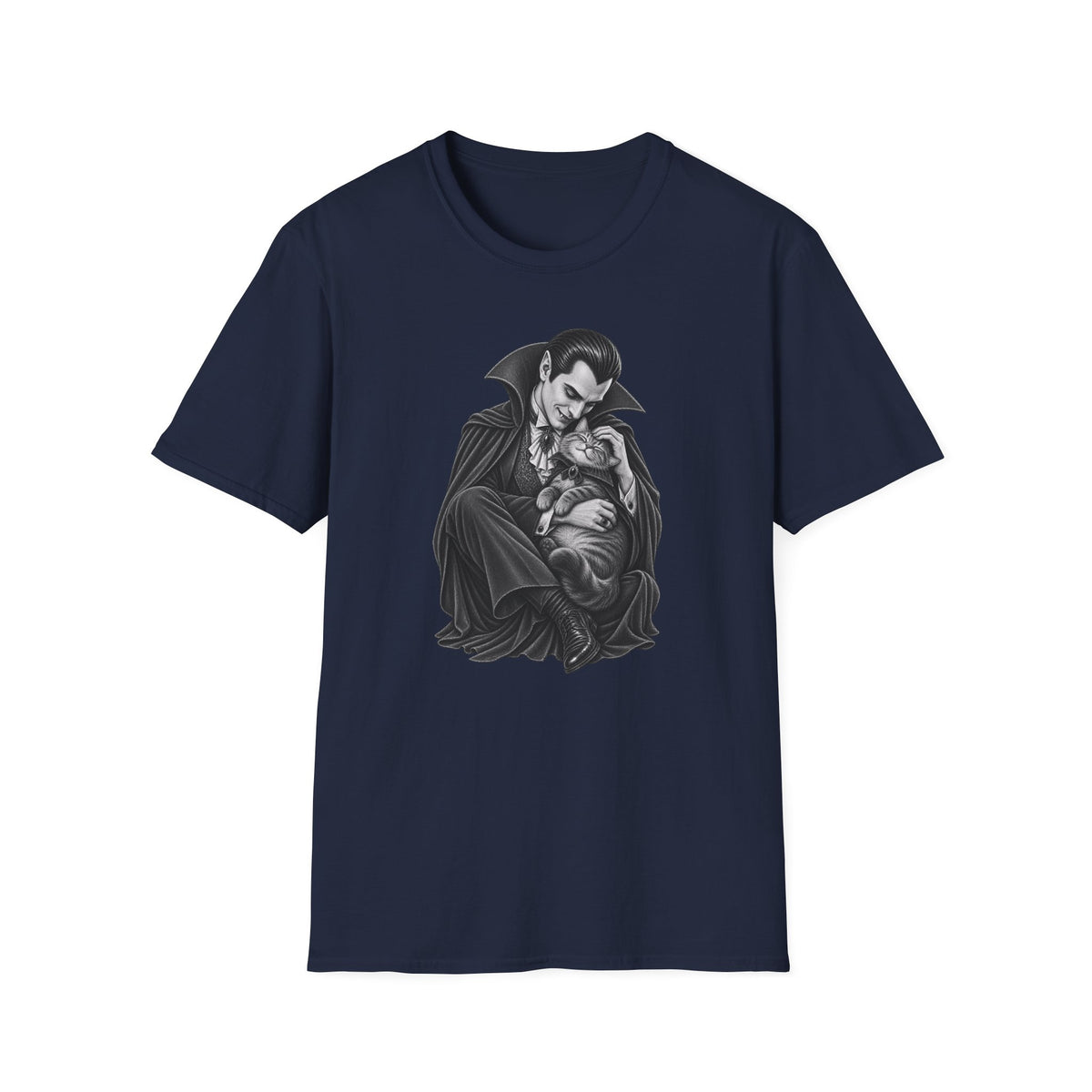 Vampire & Kitty Tee  Cute Gothic Dracula Cat Graphic T-Shirt