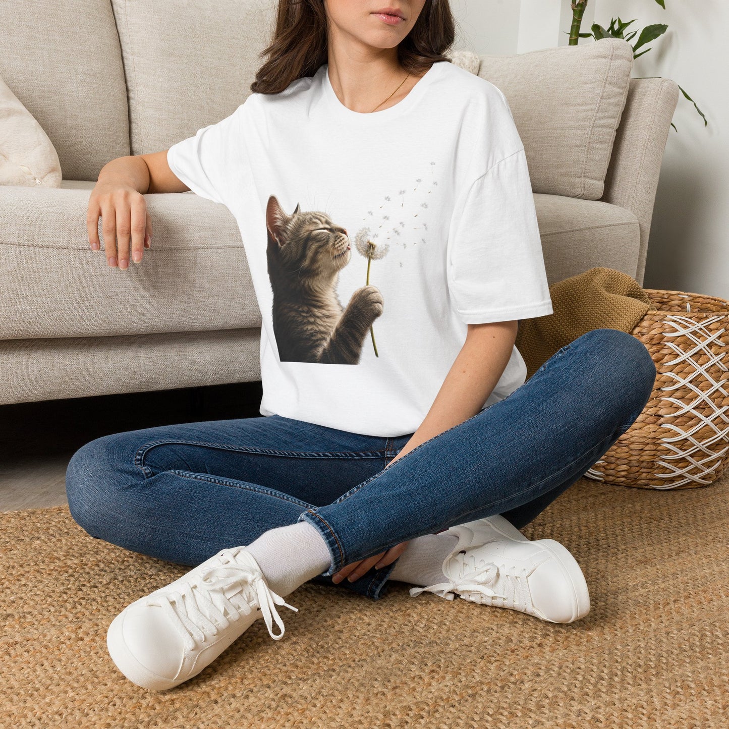 Cat Dandelion T-Shirt — Cute Kitten Blowing Dandelion Graphic Tee
