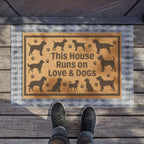 Dog Lover Doormat — "This House Runs on Love & Dogs" Coir Welcome Mat