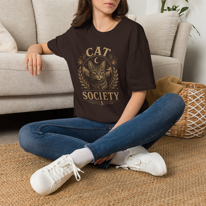 Cat Society T-Shirt — Vintage Cat Crest Graphic Tee