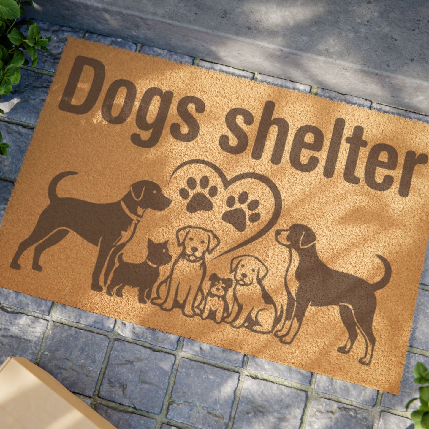 Doormat - 'Dogs Shelter' Paw Print Welcome Mat for Animal Rescue & Pet Lovers