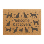 Doormat — "Welcome Cat Lovers" Outdoor Coir Mat with Cat Silhouettes