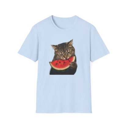 Cat Eating Watermelon T‑Shirt — Cute Summer Cat Graphic Tee
