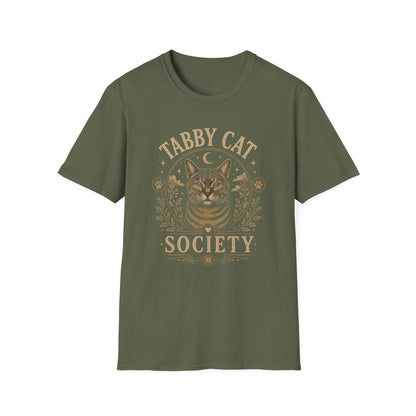 Tabby Cat Society T-Shirt — Vintage Moon & Paw Graphic Cat Lover Tee