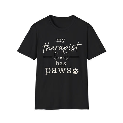 My Therapist Has Paws T-Shirt — Cute Cat Lover Tee