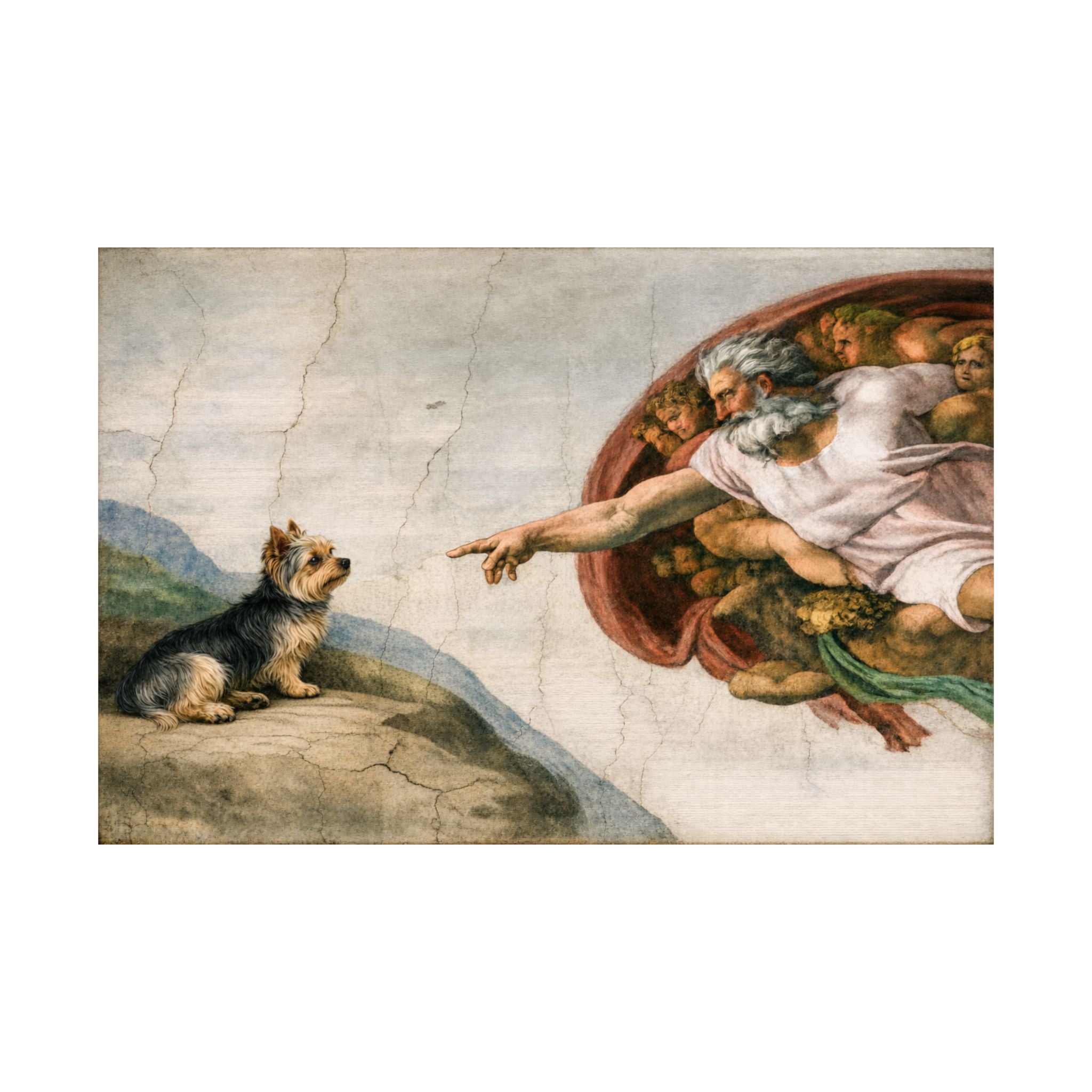 Matte Poster — 'The Creation of Pup' Renaissance Dog Art Print (Horizontal)
