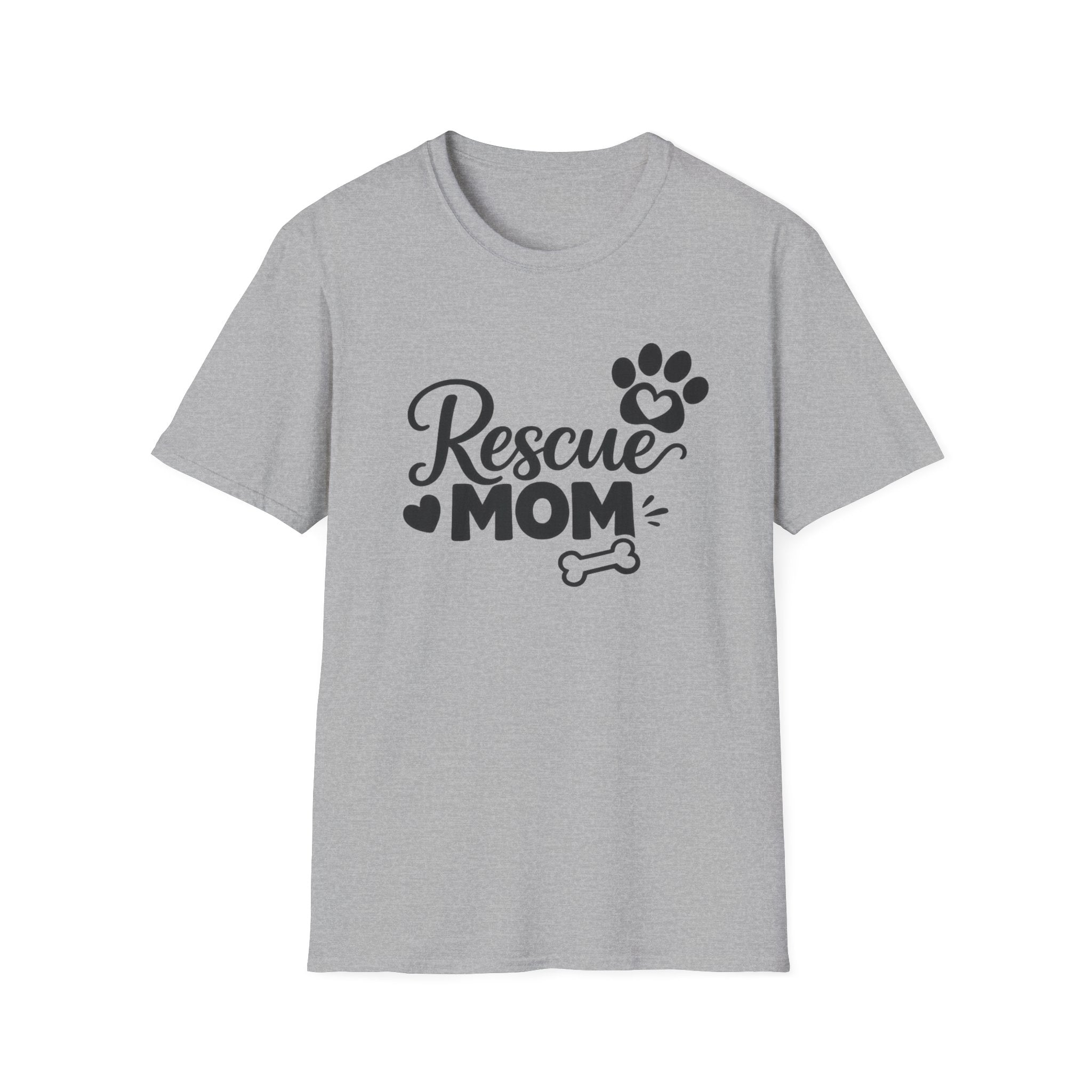 Rescue Mom T-Shirt — Cute Paw Print Dog Rescue Tee for Pet Moms