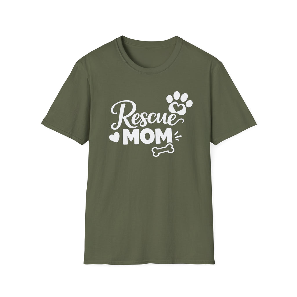 Rescue Mom T-Shirt — Dog Rescue Paw & Bone Tee for Pet Moms