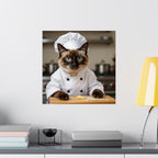 Chef Cat Poster — Cute Siamese Cat in Chef Outfit Matte Vertical Wall Art