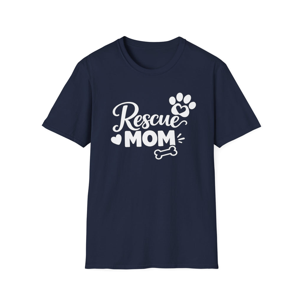 Rescue Mom T-Shirt — Dog Rescue Paw & Bone Tee for Pet Moms
