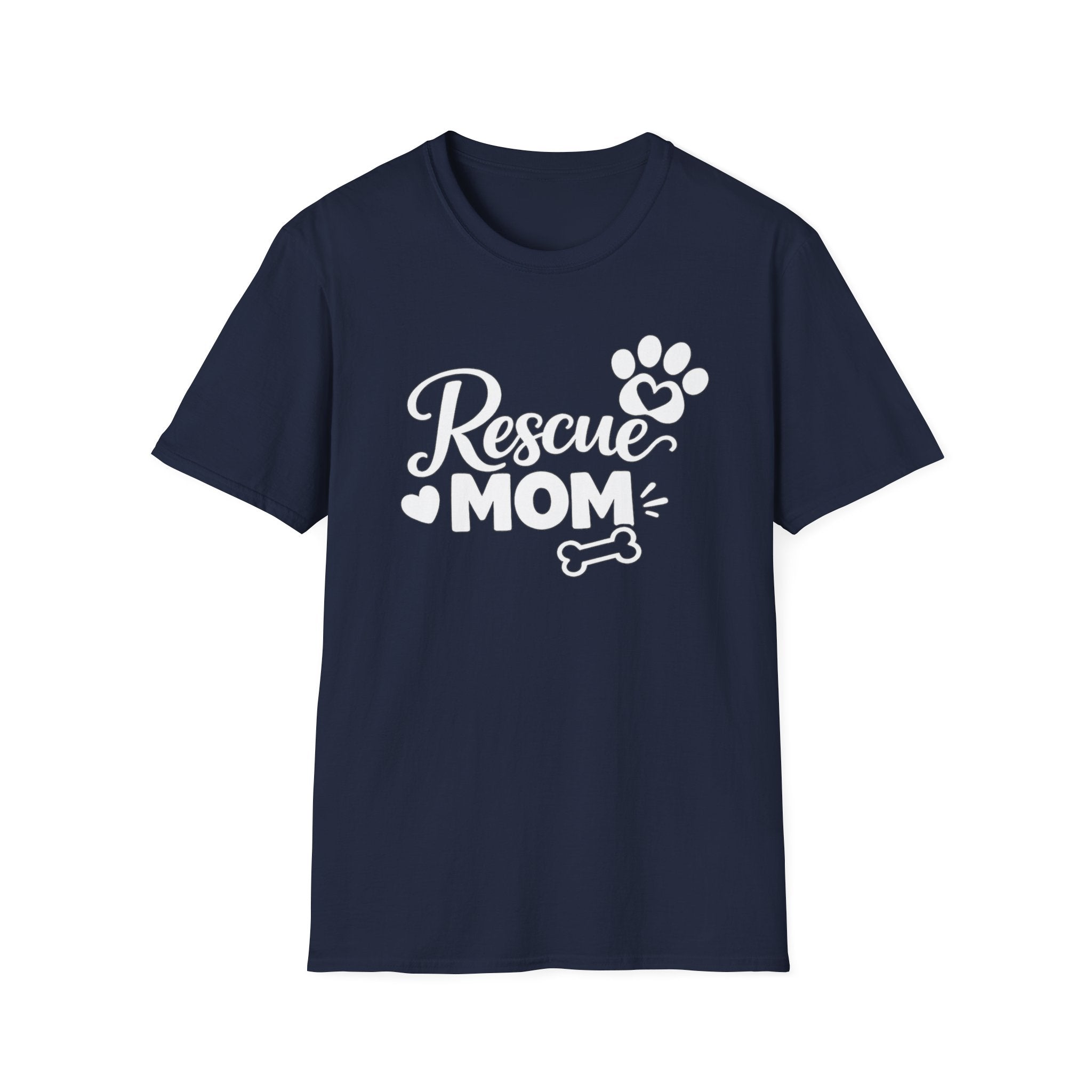 Rescue Mom T-Shirt — Dog Rescue Paw & Bone Tee for Pet Moms