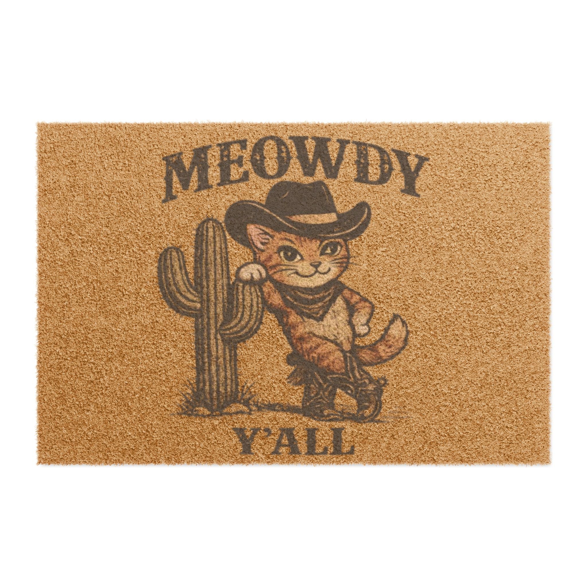 Meowdy Y'all Doormat - Cowboy Cat Welcome Mat