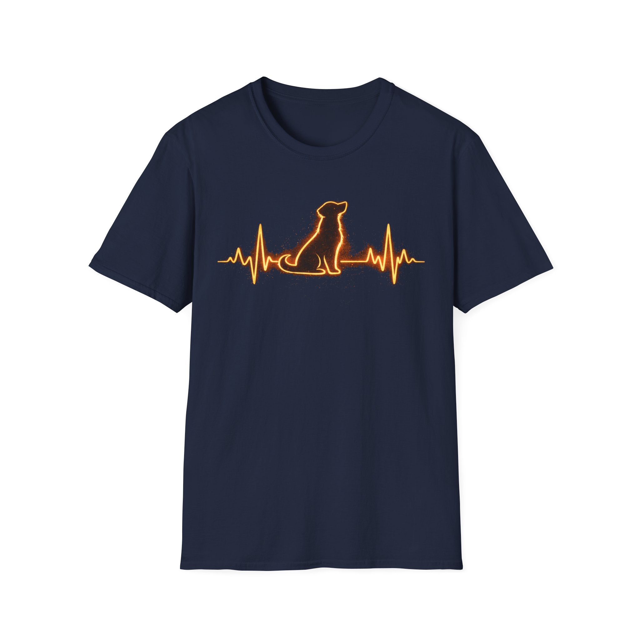 Dog Heartbeat T-Shirt — Neon Dog ECG Graphic Tee