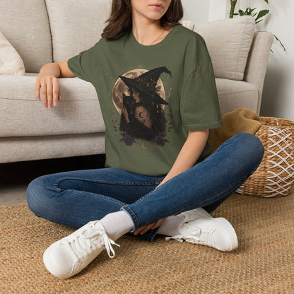 Witch Cat Moon T-Shirt – Gothic Witchcraft Graphic Tee
