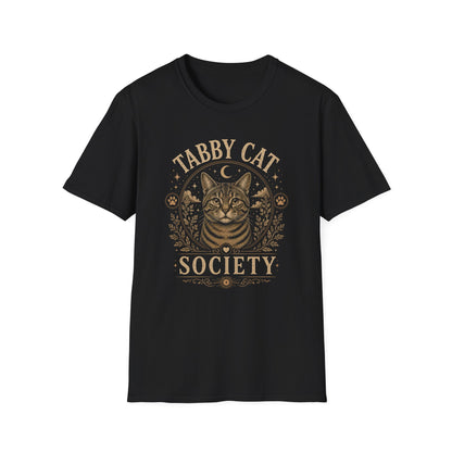 Tabby Cat Society T-Shirt — Vintage Moon & Paw Graphic Cat Lover Tee