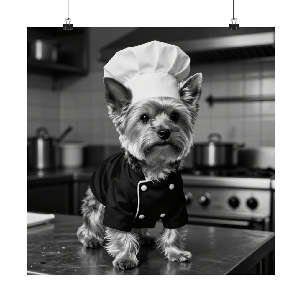 Chef Dog Poster — Matte Vertical Kitchen Wall Art (Yorkshire Terrier in Chef Hat)