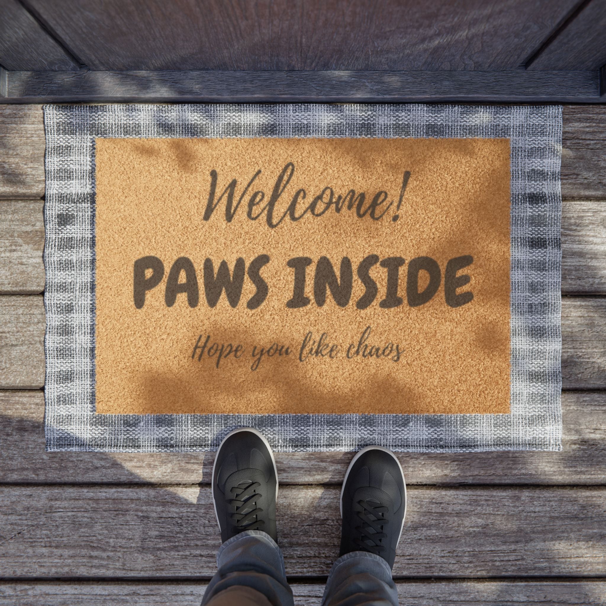 Welcome! PAWS INSIDE Doormat — Funny Pet-Friendly Welcome Mat