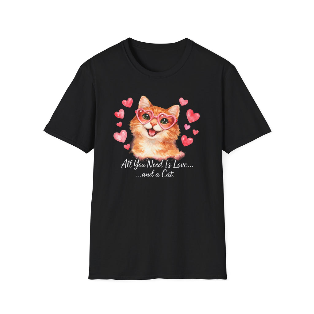 All You Need Is Love... and a Cat T-Shirt — Cute Heart Sunglasses Kitty Tee