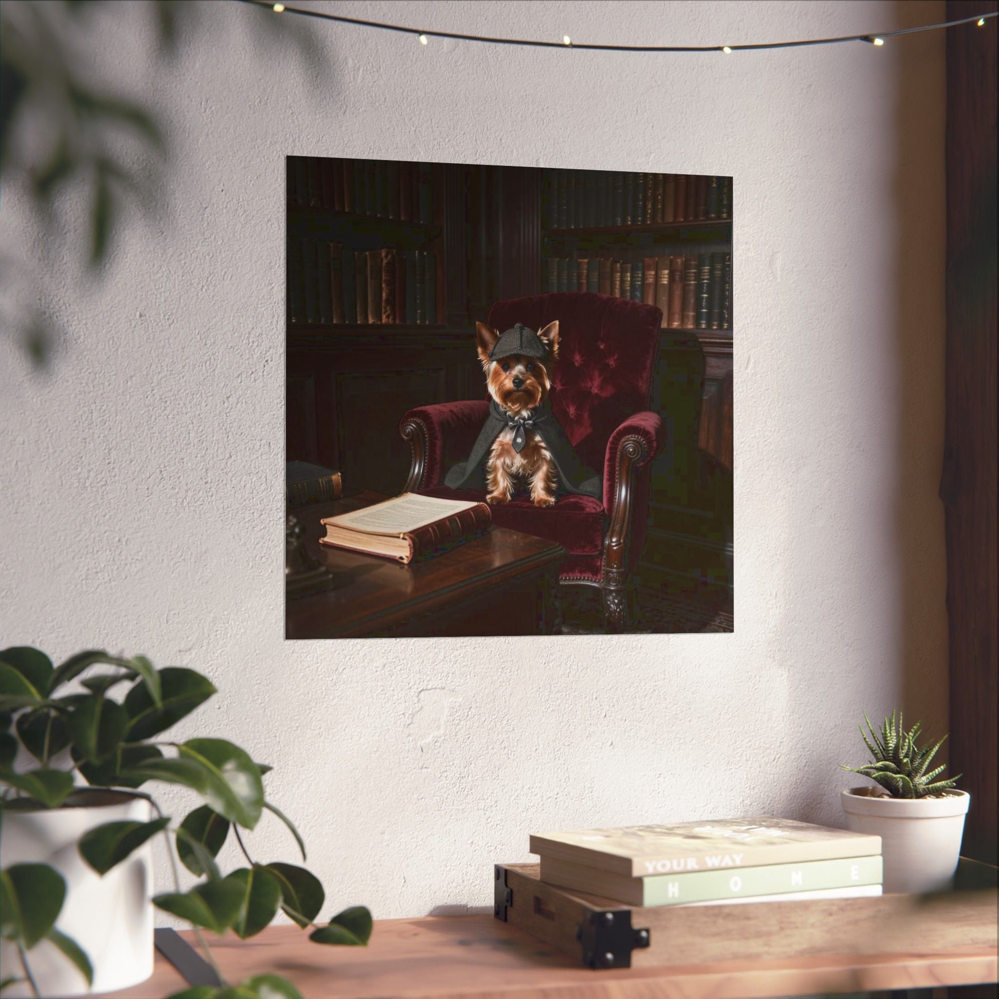 Yorkshire Terrier Detective Vintage Library Poster