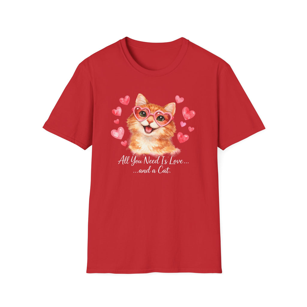 All You Need Is Love... and a Cat T-Shirt — Cute Heart Sunglasses Kitty Tee