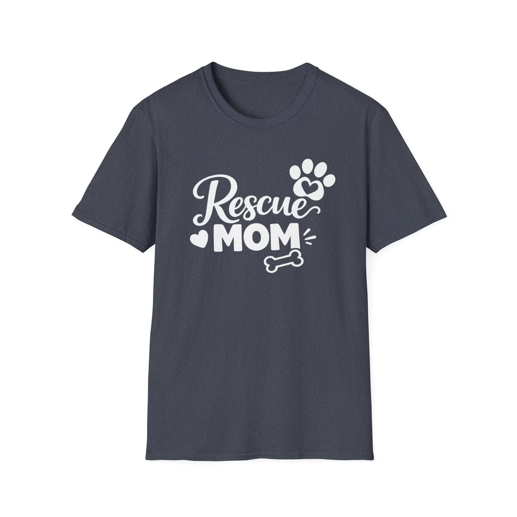 Rescue Mom T-Shirt — Dog Rescue Paw & Bone Tee for Pet Moms