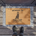 Beware of the Cat Doormat — Funny Welcome Mat with Crowned Cat (She’s Judging You)
