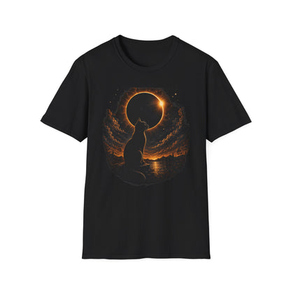 Eclipse Cat T-Shirt — Cosmic Solar Eclipse Cat Silhouette Tee