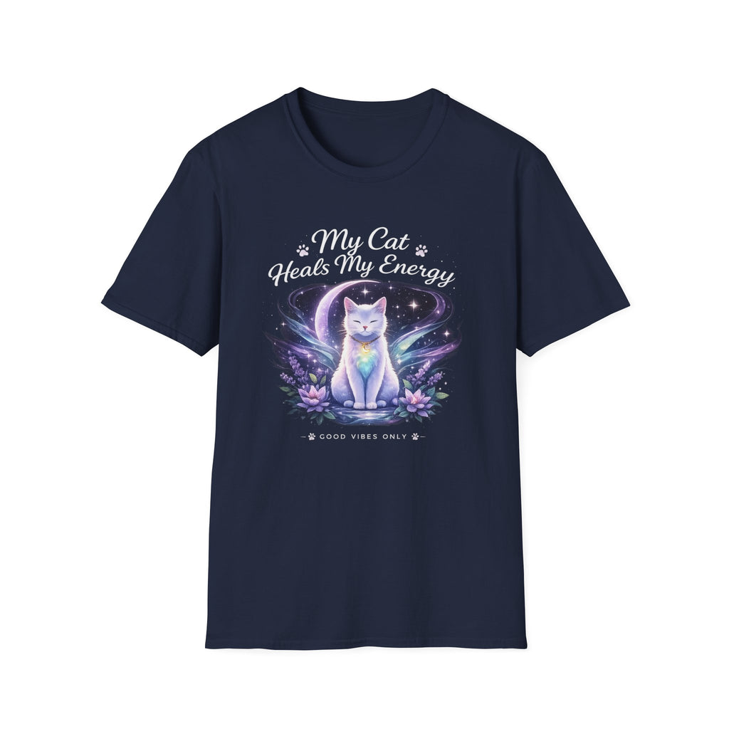 My Cat Heals My Energy T-Shirt — Spiritual Cat Lover Tee