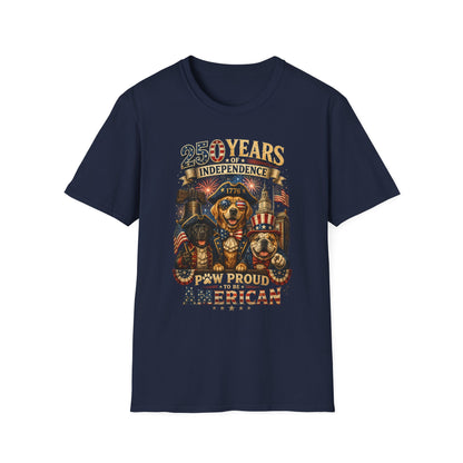 25 Years of Independence Dog T-Shirt — Paw Proud American 1776 Patriotic Tee