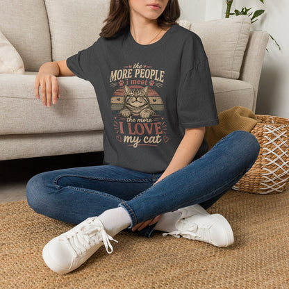 Cat Lover T‑Shirt — “The More People I Meet the More I Love My Cat” Retro Graphic