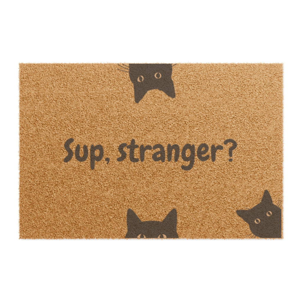 Doormat — "Sup, Stranger?" Cute Cat Peeking Coir Welcome Mat