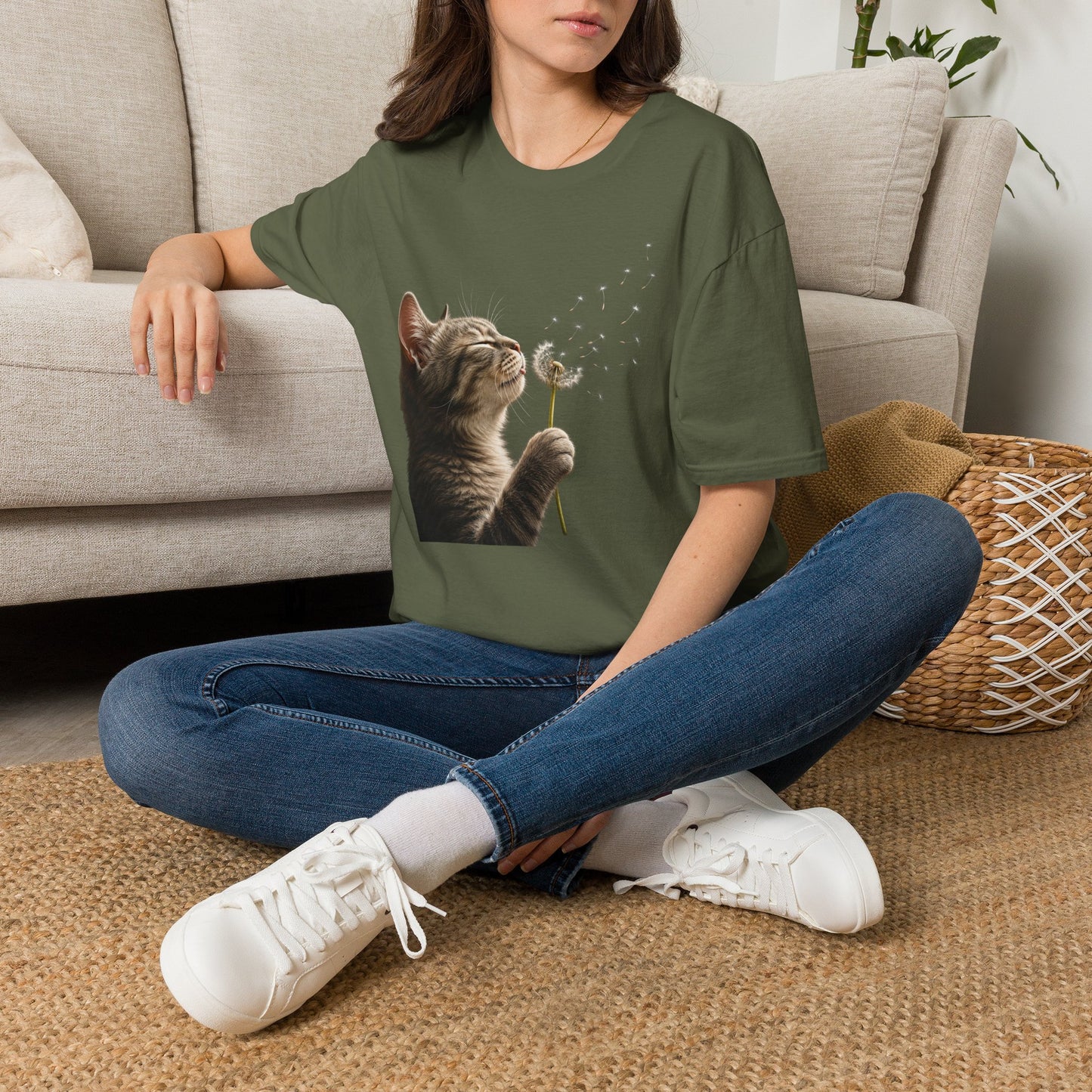 Cat Dandelion T-Shirt — Cute Kitten Blowing Dandelion Graphic Tee