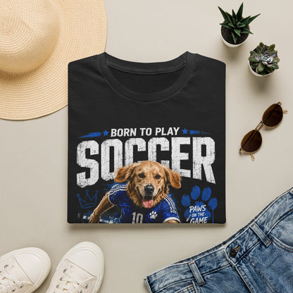 Born to Play Soccer T-Shirt — Golden Retriever Soccer Dog Design