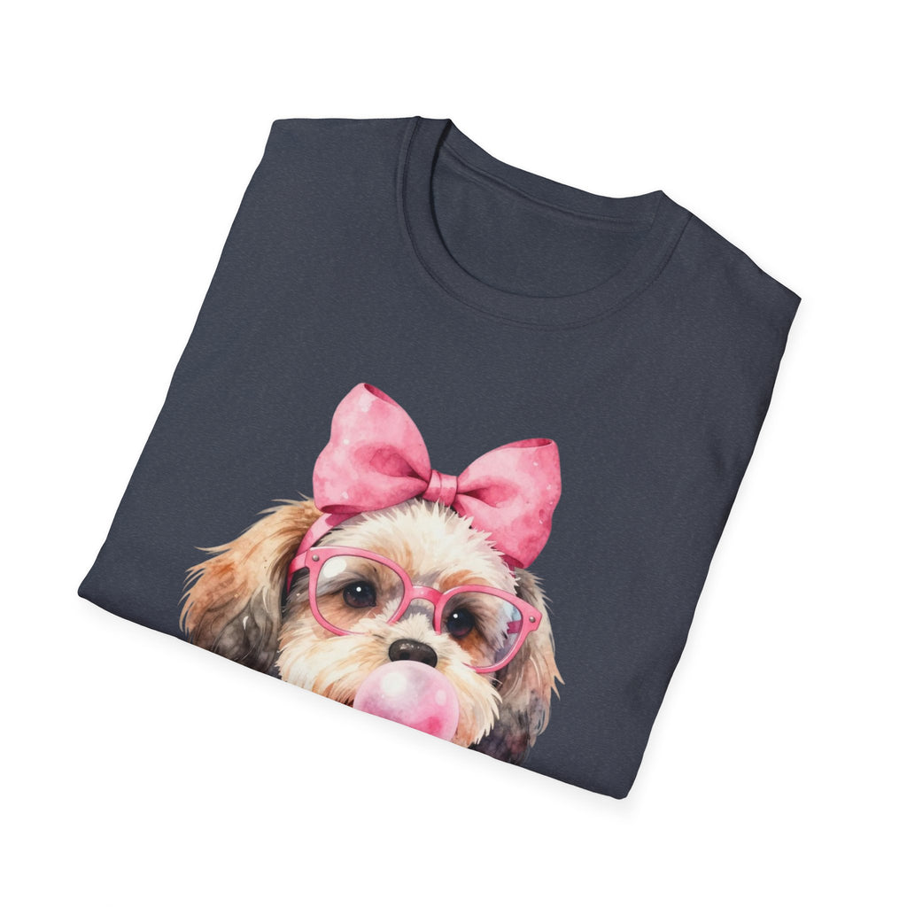 Shih Tzu Bubblegum Bow T-Shirt — Cute Puppy Tee for Dog Lovers