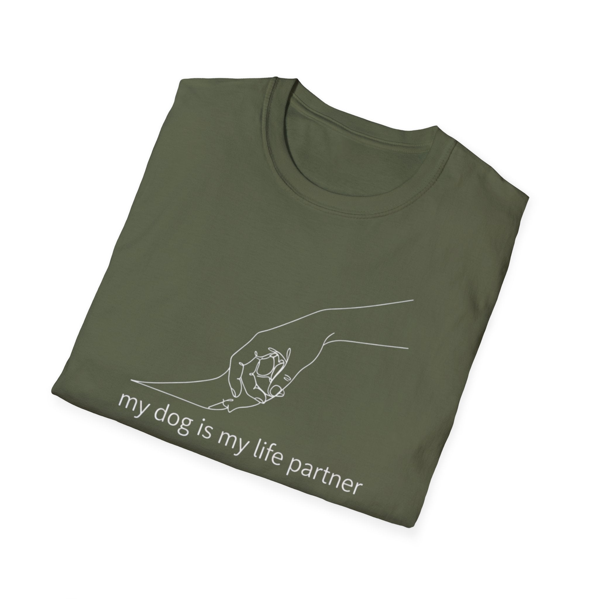 Dog Lover T-Shirt — "My Dog Is My Life Partner" Minimal Line Art