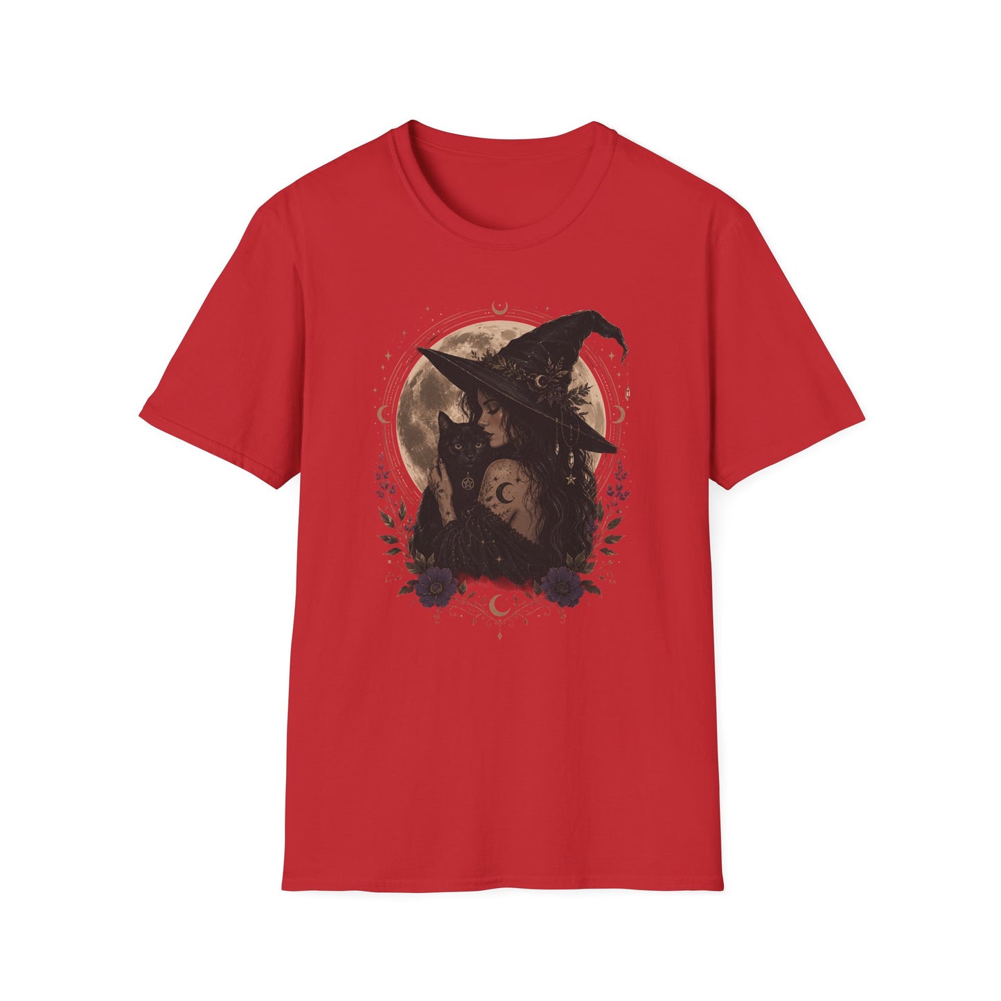 Witch Cat Moon T-Shirt – Gothic Witchcraft Graphic Tee