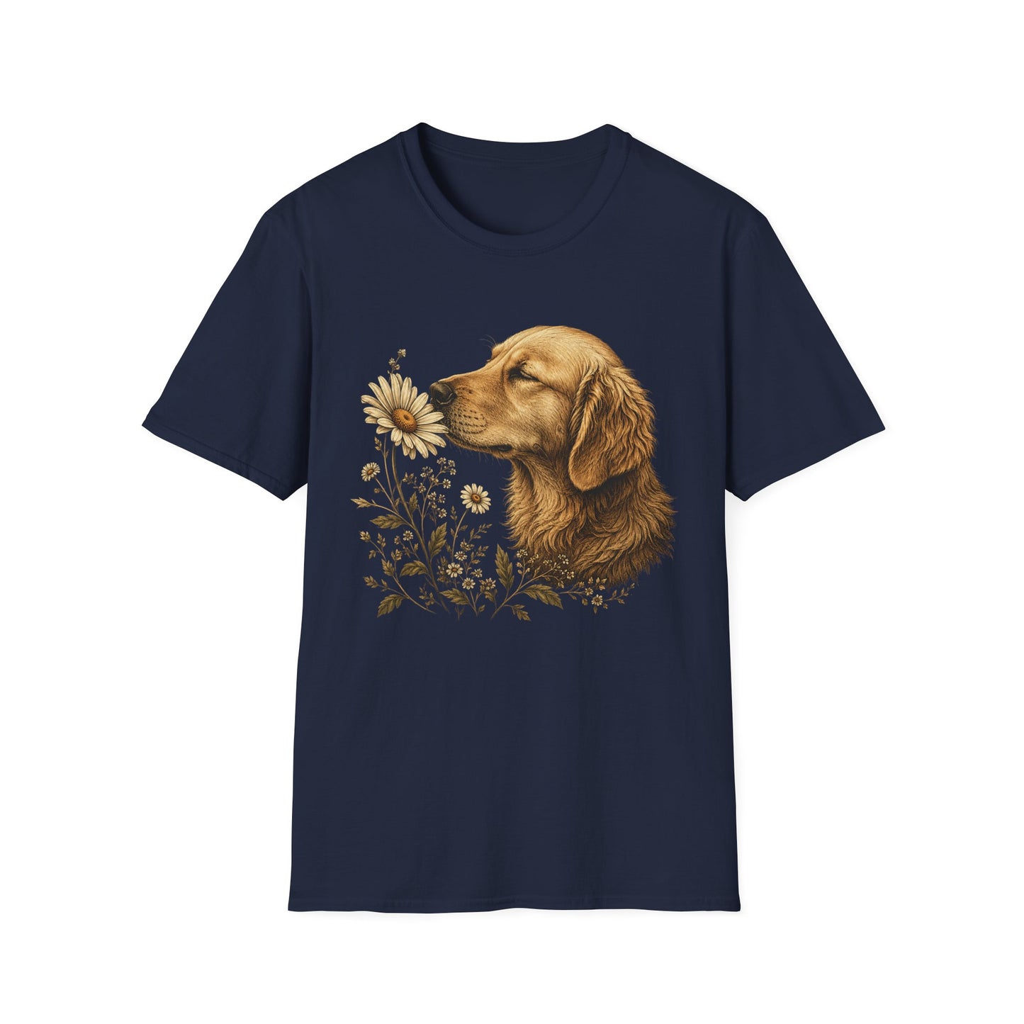 Golden Retriever & Daisies T-Shirt — Floral Dog Lover Tee