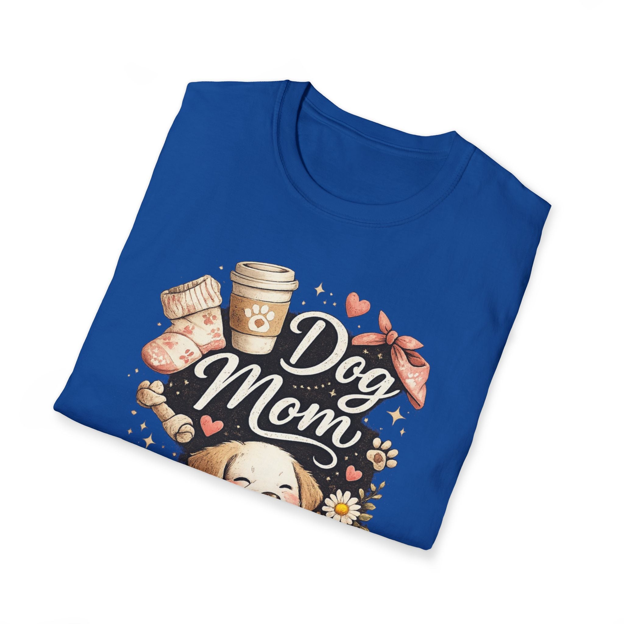 Dog Mom T-Shirt — Cute Puppy, Coffee & Floral Design