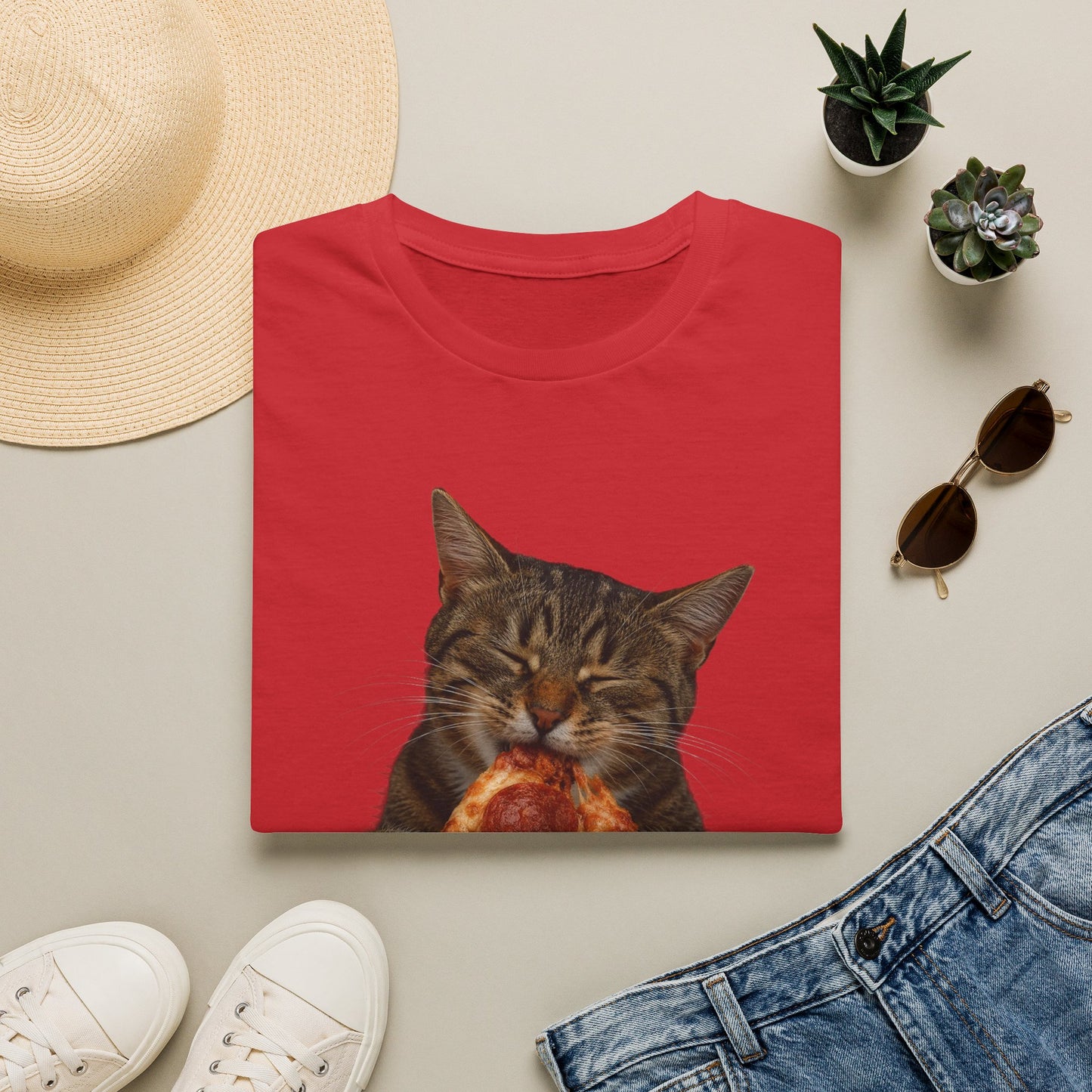 Cat Eating Pizza T-Shirt — Cute Pizza-Loving Cat Graphic Tee