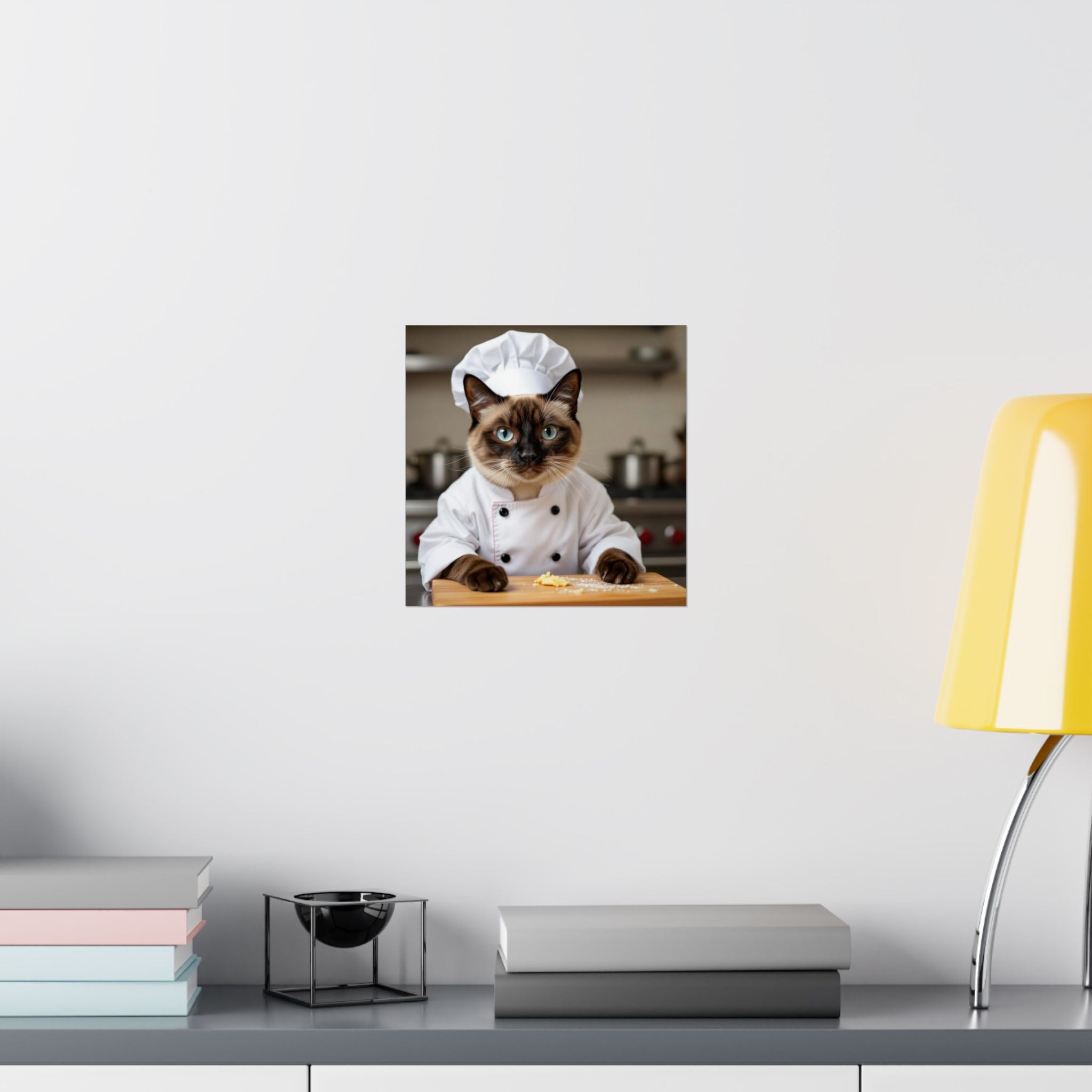 Chef Cat Poster — Cute Siamese Cat in Chef Outfit Matte Vertical Wall Art