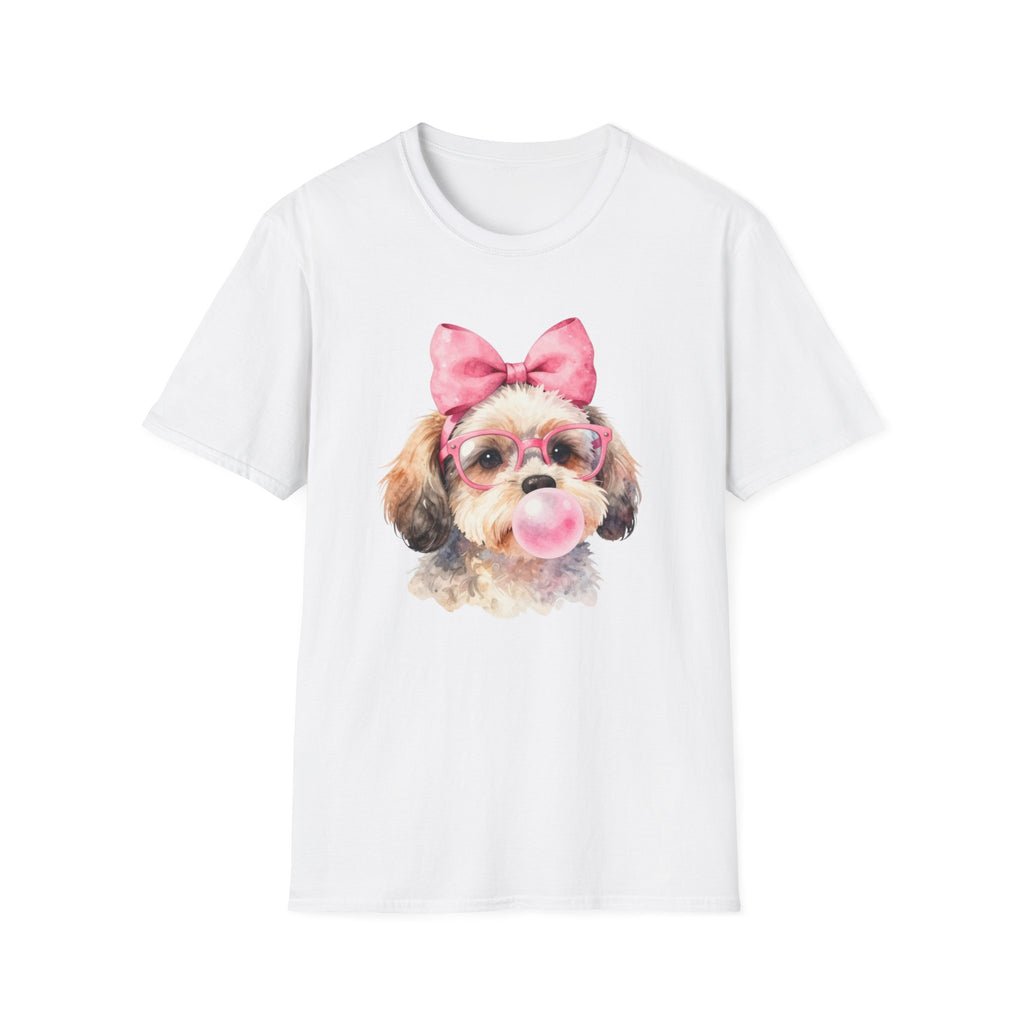 Shih Tzu Bubblegum Bow T-Shirt — Cute Puppy Tee for Dog Lovers