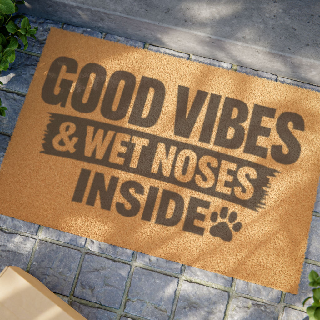 Doormat — "Good Vibes & Wet Noses Inside" Pet-Friendly Welcome Mat